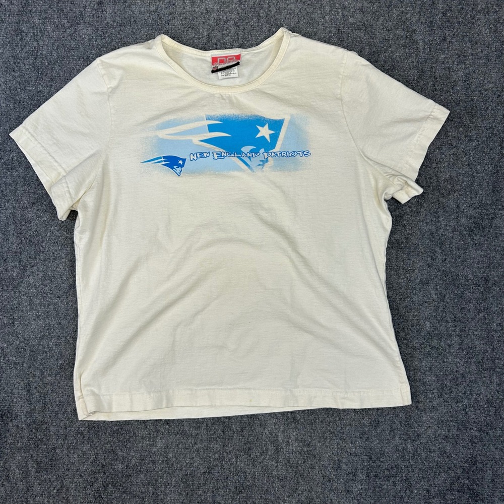 No Huddle New England Patriots Womens XL Graphic T-Shirt Cream NFL Short‎ Sleeve